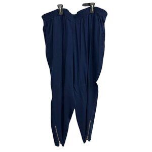 Navy Blue Soft Surroundings Womens Elastic Waist Pants Ankle Zippers Sz 2X